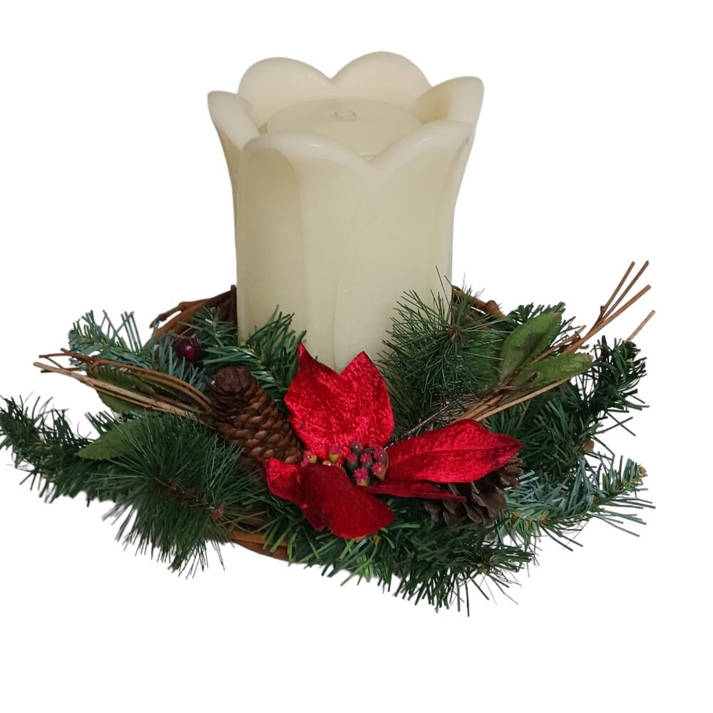 🎄VTG Grapevine Christmas Wreath 12" 🎄 Red Poinsettia Rustic Centerpiece